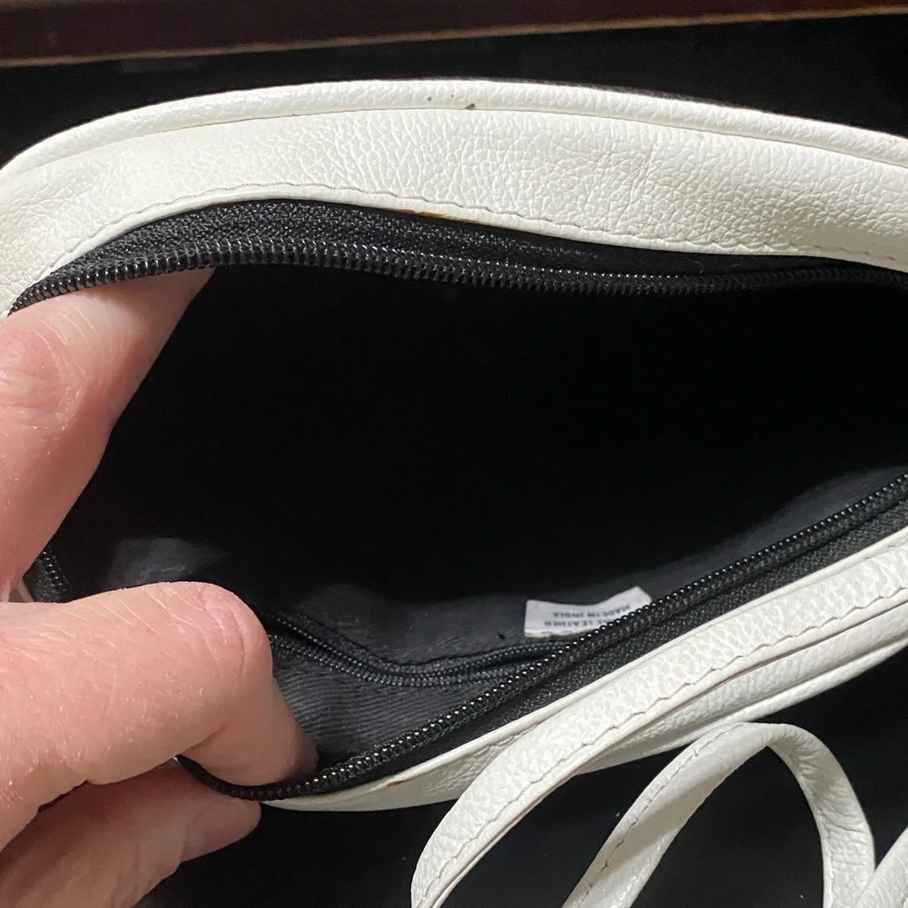 Vintage Black and White Women's leather Crossbody Bag
